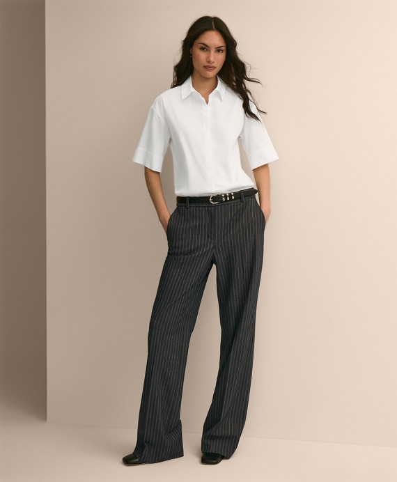 コットン　ドロップショルダー　ショートスリーブシャツ　Classic Fit