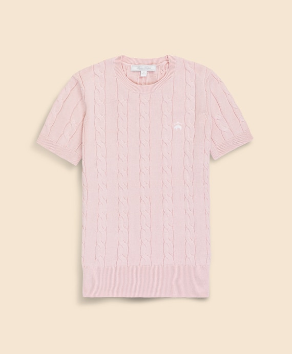 スーピマコットン　GFロゴ　ケーブル　ショートスリーブセーター