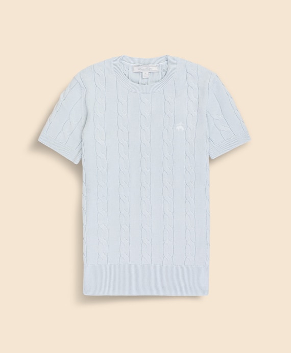 スーピマコットン　GFロゴ　ケーブル　ショートスリーブセーター