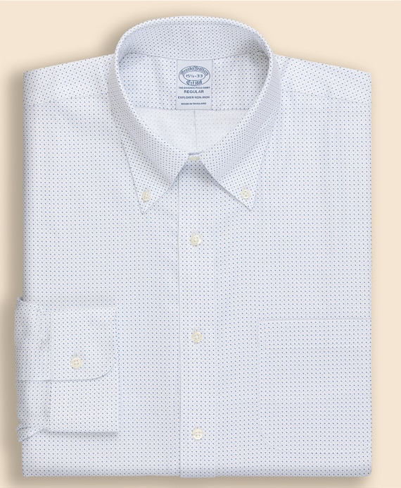 Brooks Brothers Explorer　ノンアイロン　マイクロプリント　ドレスシャツ　Regular Fit