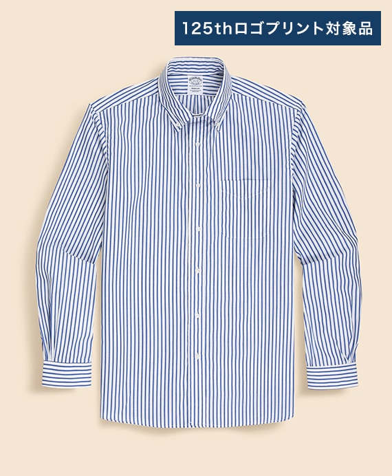 【BD125周年プリント対象メンズドレスシャツ】 スーピマコットン　ボールドストライプ　ドレスシャツ　Regular Fit　Made in USA