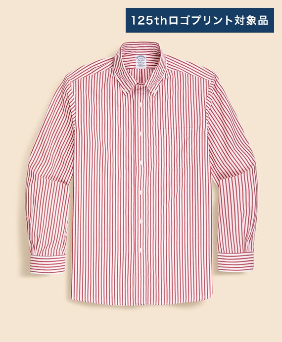 【BD125周年プリント対象メンズドレスシャツ】 スーピマコットン　ボールドストライプ　ドレスシャツ　Regular Fit　Made in USA
