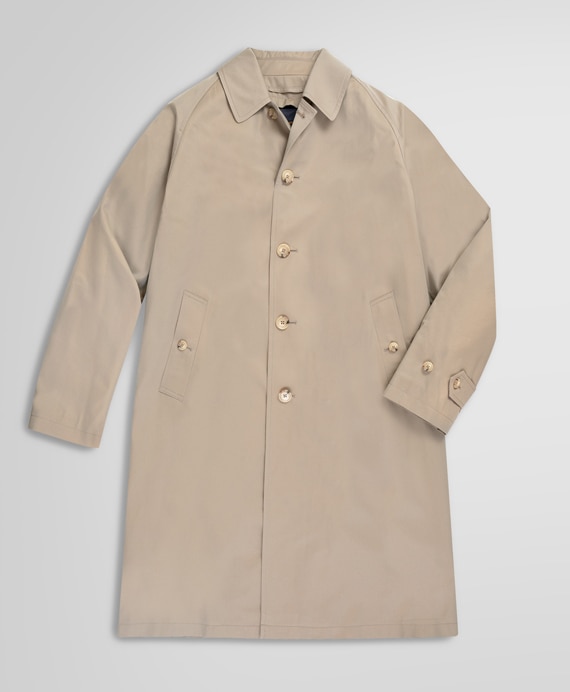 Cotton Silk Gaberdine Raglan Coat 330000072: Beige Cotton Silk Gaberdine Raglan Coat 330000072: Beige