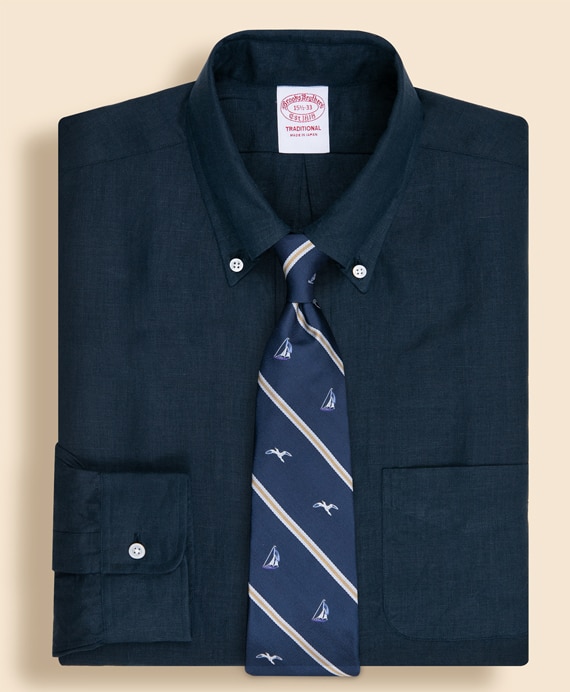 ◆JAPAN TRAD.◆ アイリッシュリネン　６つ釦　ドレスシャツ　Traditional Fit