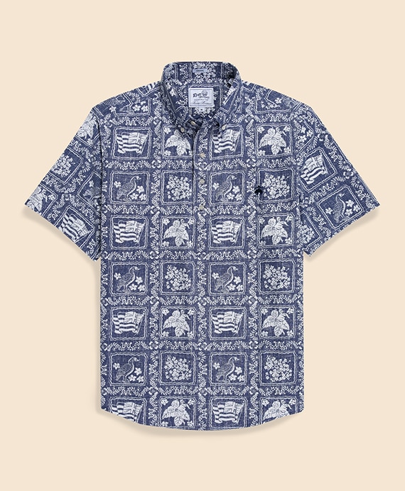 Brooks Brothers×Reyn Spooner　コットン／ポリエステル　プルオーバー　アロハシャツ