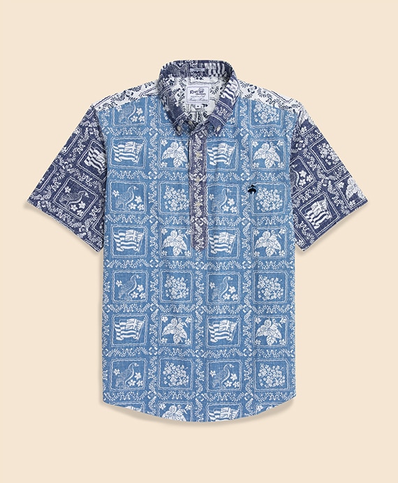 Brooks Brothers×Reyn Spooner　コットン／ポリエステル　プルオーバー　アロハシャツ