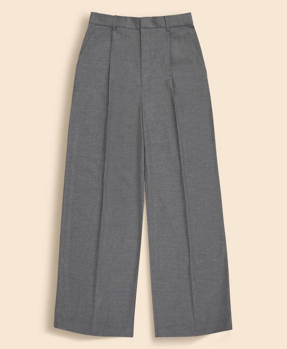 ポリエステルブレンド　プリーテッド　ワイドレッグパンツ
