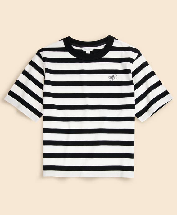 【Double B Collection】コットン　BBロゴ　マリナーストライプ　ヘビーウェイトTシャツ