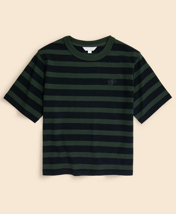 【Double B Collection】コットン　BBロゴ　マリナーストライプ　ヘビーウェイトTシャツ