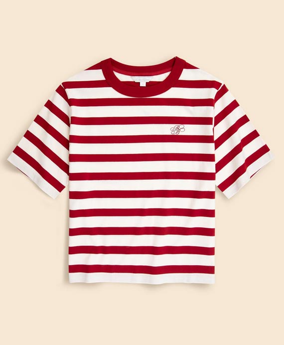 【Double B Collection】コットン　BBロゴ　マリナーストライプ　ヘビーウェイトTシャツ