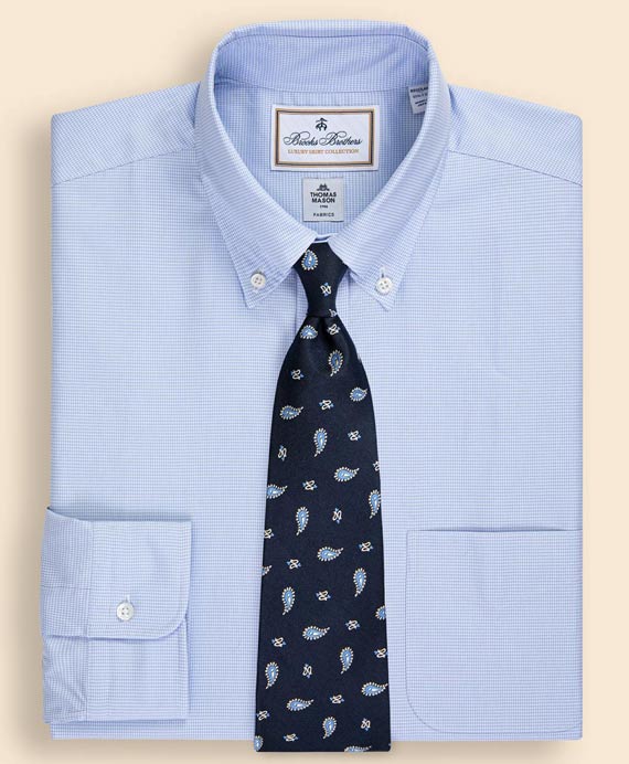 ラグジュアリー　コットン　マイクロハウンドトゥース　ドレスシャツ　Regular Fit