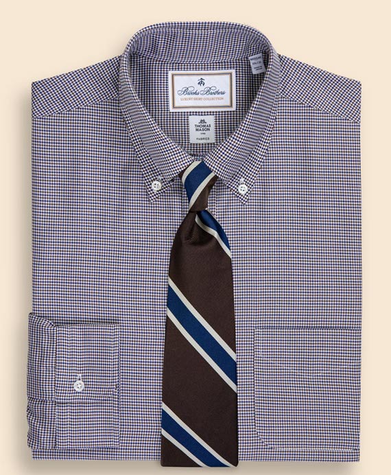 ラグジュアリー　コットン　ハウンドトゥース　ドレスシャツ　Regular Fit