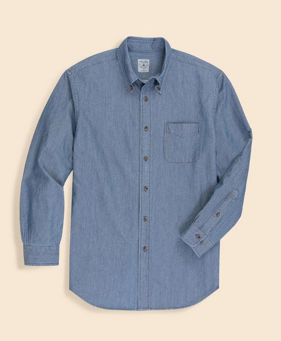 Brooks Brothers×NEAT　コットン　ヘリンボーンデニム　スポーツシャツ