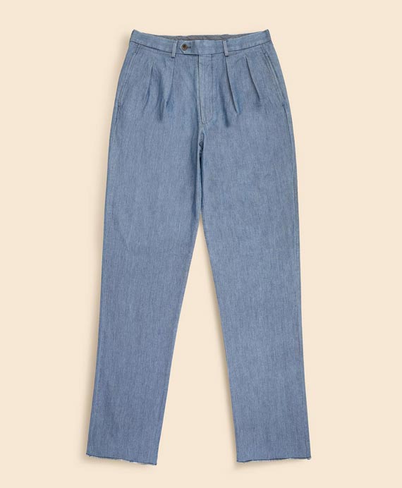 Brooks Brothers×NEAT　コットン　ヘリンボーンデニム　プリーテッドトラウザーズ