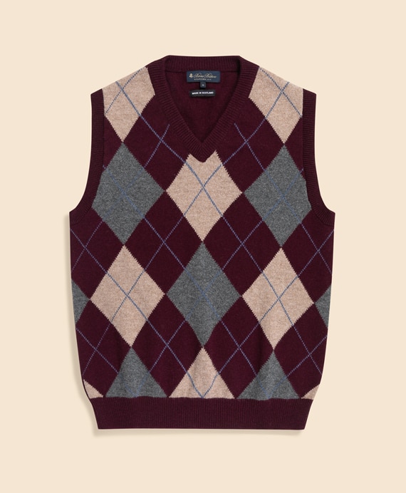 ウール　アーガイル　Vネックベスト　Made in UK