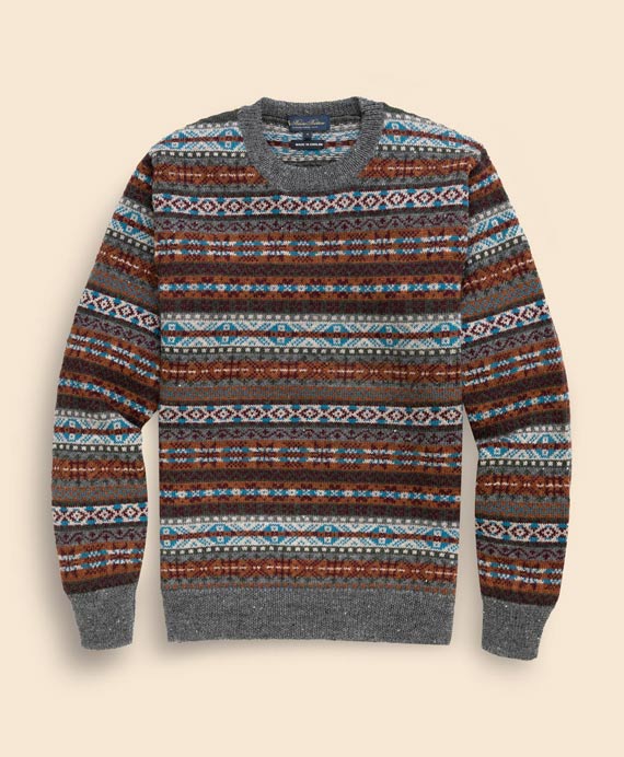 ウール　フェアアイル　クルーネックセーター　Made in England