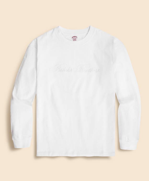 USAコットンジャージー　ヘビーウェイト　ロゴエンブロイダリー　ロングスリーブ　Tシャツ
