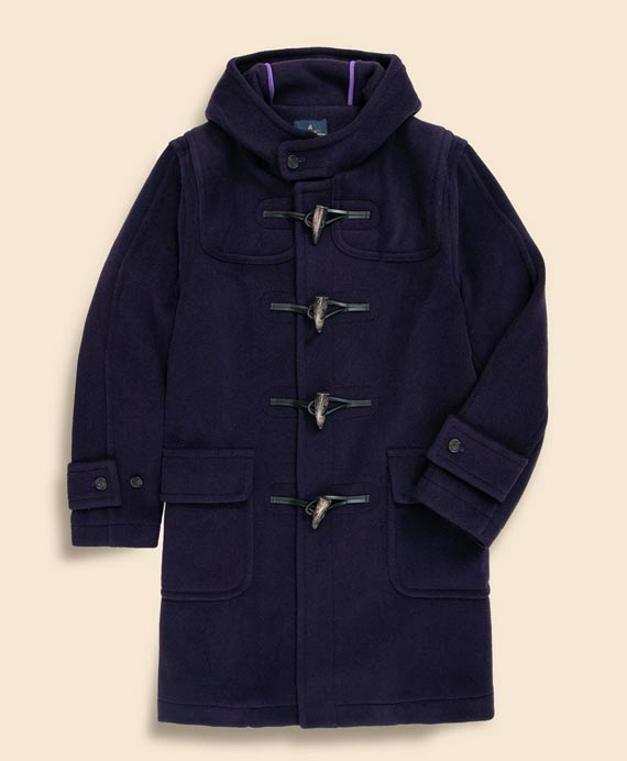ウール　カットパイルヘリンボーン　ダッフルコート　Made in UK