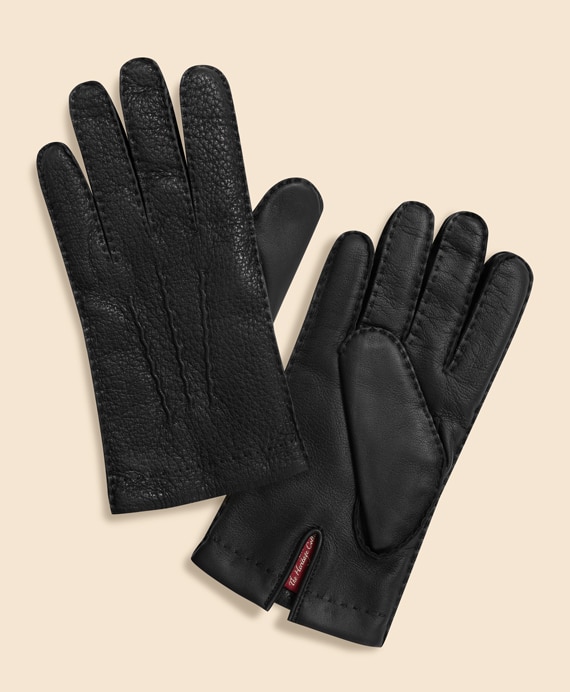 Brooks Brothers × DENTS　ペッカリー／シープスキン　カシミヤライニング　レザーグローブ　Made in England