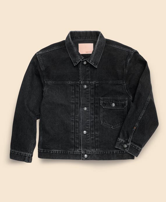 コットン　ブラックデニム　トラックジャケット