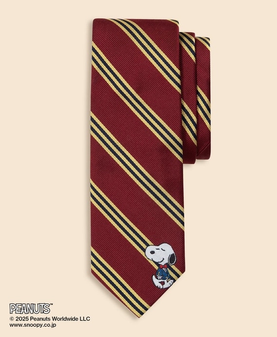 Brooks Brothers × PEANUTS　シルク　スヌーピー＆ウッドストックエンブロイダリー　BB#1ストライプ　ジャカードタイ