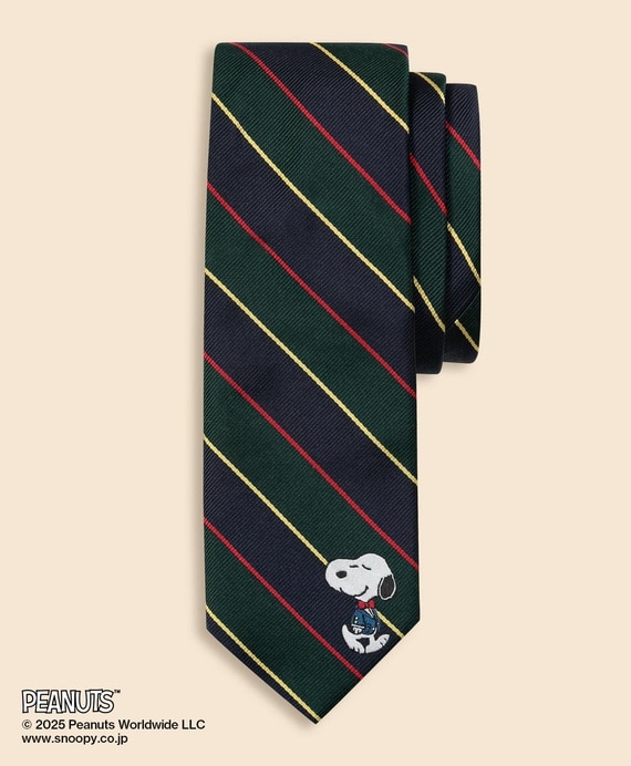 Brooks Brothers × PEANUTS　シルク　スヌーピー＆ウッドストックエンブロイダリー　アーガイルサザーランド　ジャカードタイ