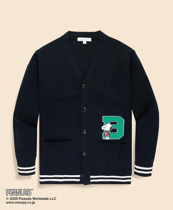 Brooks Brothers × PEANUTS　コットン　スヌーピーワッペン　レタードカーディガン