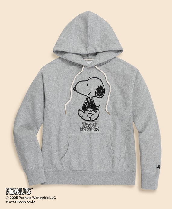 Brooks Brothers × PEANUTS　コットンフレンチテリー　スヌーピープリント　フーデッド　スウェットシャツ