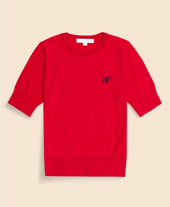 【Double B Collection】 キュプラ/ナイロン　BBロゴ　ショートスリーブセーター