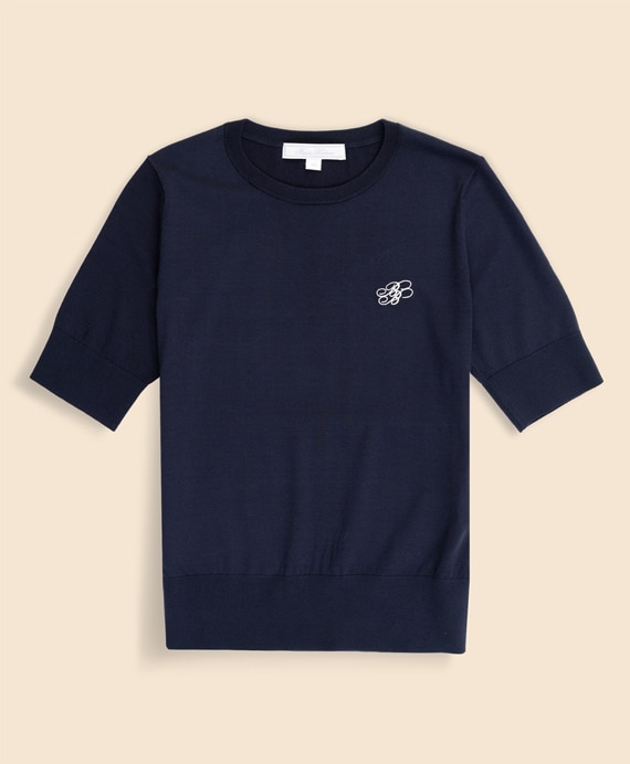 【Double B Collection】 キュプラ/ナイロン　BBロゴ　ショートスリーブセーター