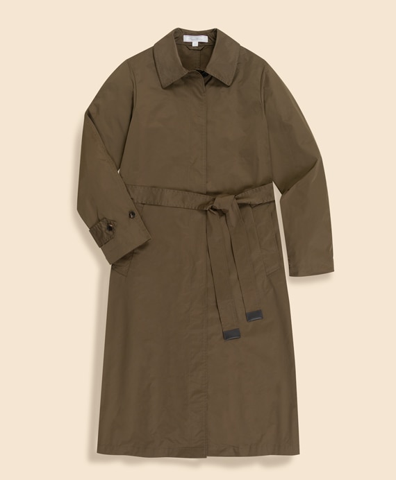 ポリエステル　ハイカウントツイル　パッカブル　ベルテッドロングコート