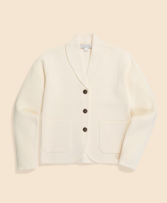 コットン／ポリエステル　ミラノリブ　GFメタルボタン　ニットジャケット