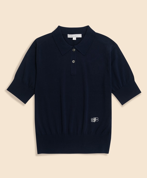 【Double B Collection】コットン　BBロゴ　ポロセーター