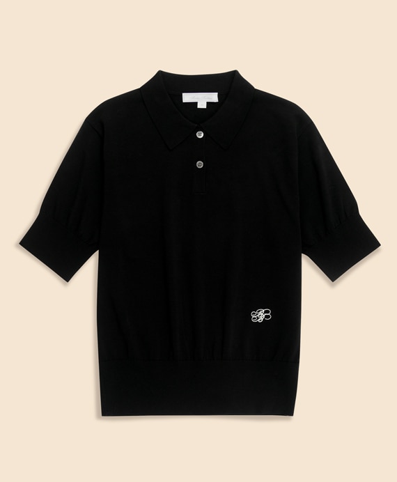 【Double B Collection】コットン　BBロゴ　ポロセーター