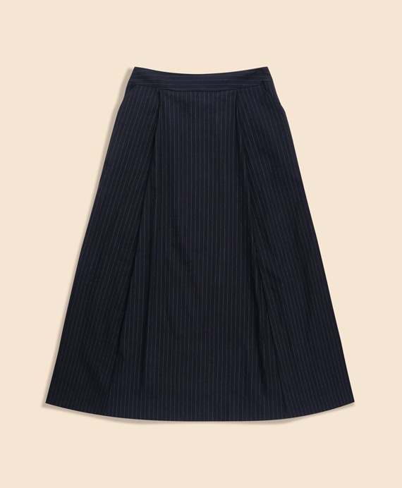 リネンブレンド　ピンストライプ　フレアスカート