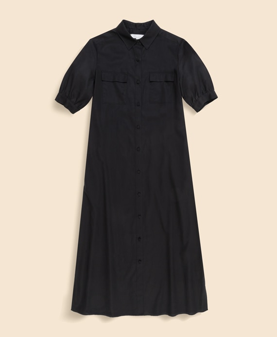 コットンボイル　ダブルポケット　ハーフスリーブ　シャツドレス