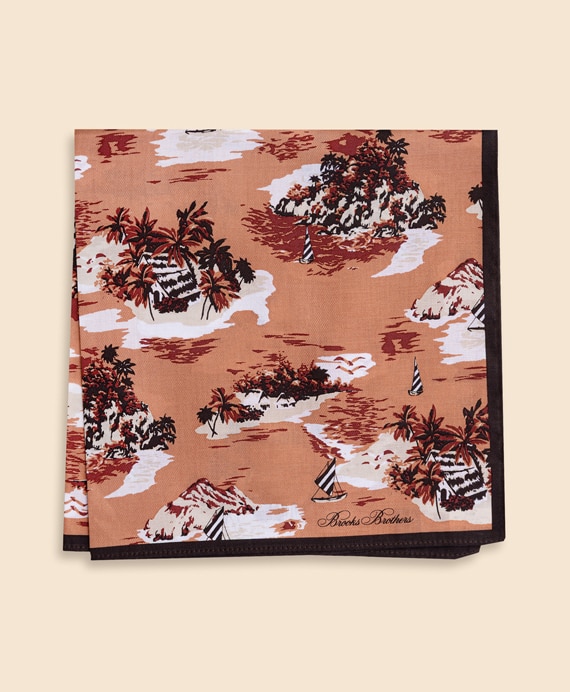 コットン　アイランドプリント　ハンカチ