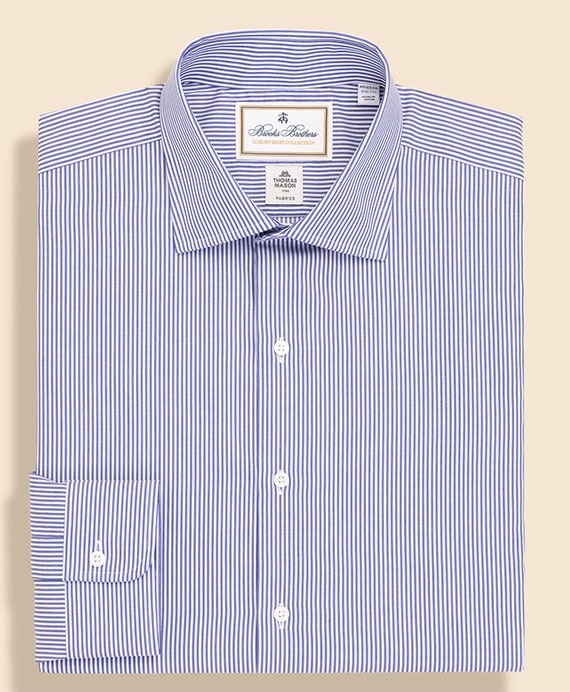 ラグジュアリー　コットンツイル　ストライプ　フレンチプラケット　ドレスシャツ　Regular Fit