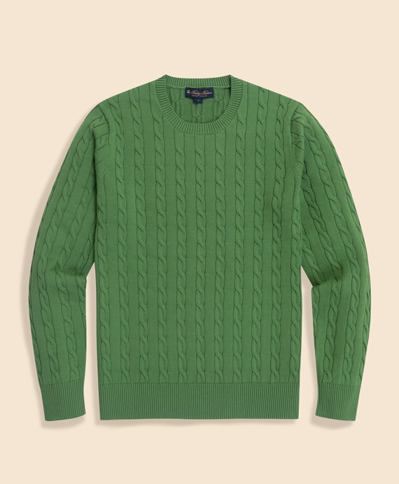 スーピマコットン　ケーブル　クルーネックセーター