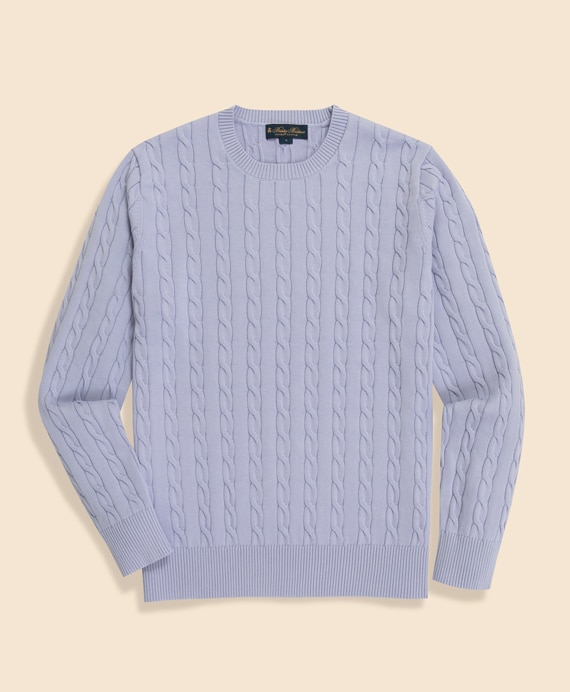スーピマコットン　ケーブル　クルーネックセーター