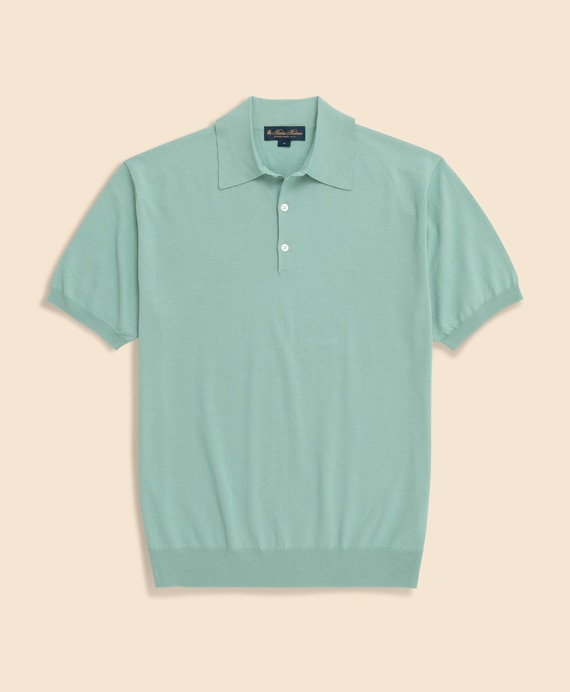 コットン　ハイゲージ　ショートスリーブ　ポロセーター