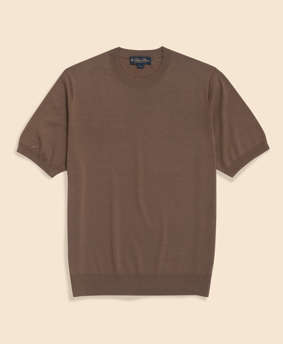 コットン／シルク　クルーネック　ショートスリーブセーター