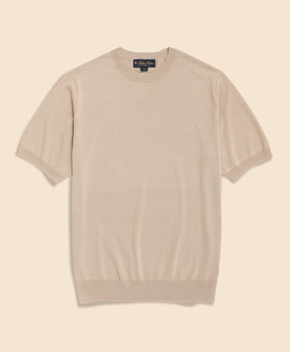 コットン／シルク　クルーネック　ショートスリーブセーター