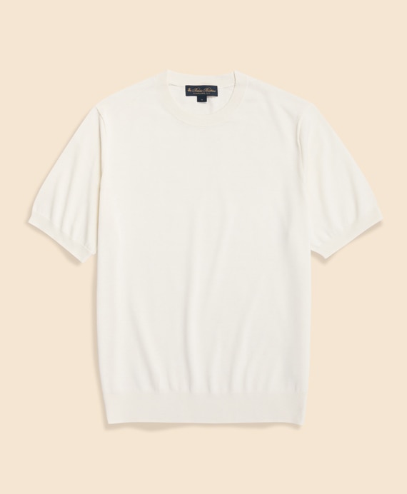 コットン／シルク　クルーネック　ショートスリーブセーター