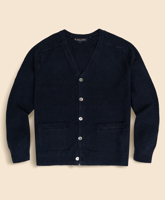 リネン　Vネック　カーディガン