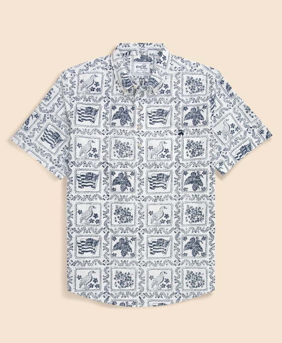 Brooks Brothers×Reyn Spooner　コットン／ポリエステル　プルオーバー　アロハシャツ