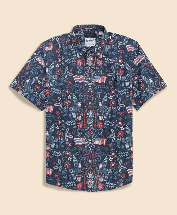 【アメリカ建国250th記念】 Brooks Brothers × Reyn Spooner　コットン／ポリエステル　ボタンダウン　アロハシャツ