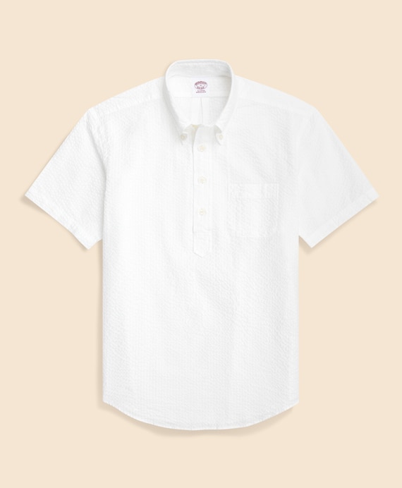 コットン　シアサッカー　GFロゴ　ショートスリーブ　プルオーバーシャツ