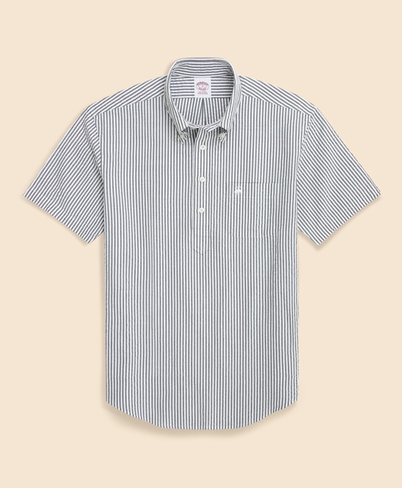 コットン　シアサッカー　GFロゴ　ショートスリーブ　プルオーバーシャツ