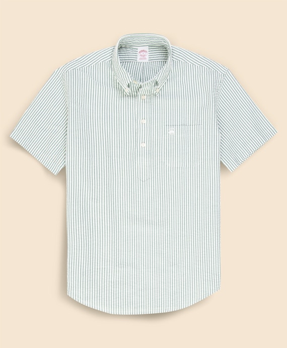 コットン　シアサッカー　GFロゴ　ショートスリーブ　プルオーバーシャツ